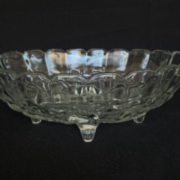 Vintage Indiana Clear Glass Four Footed Fruit Serving Bowl - Picture 7 of 7